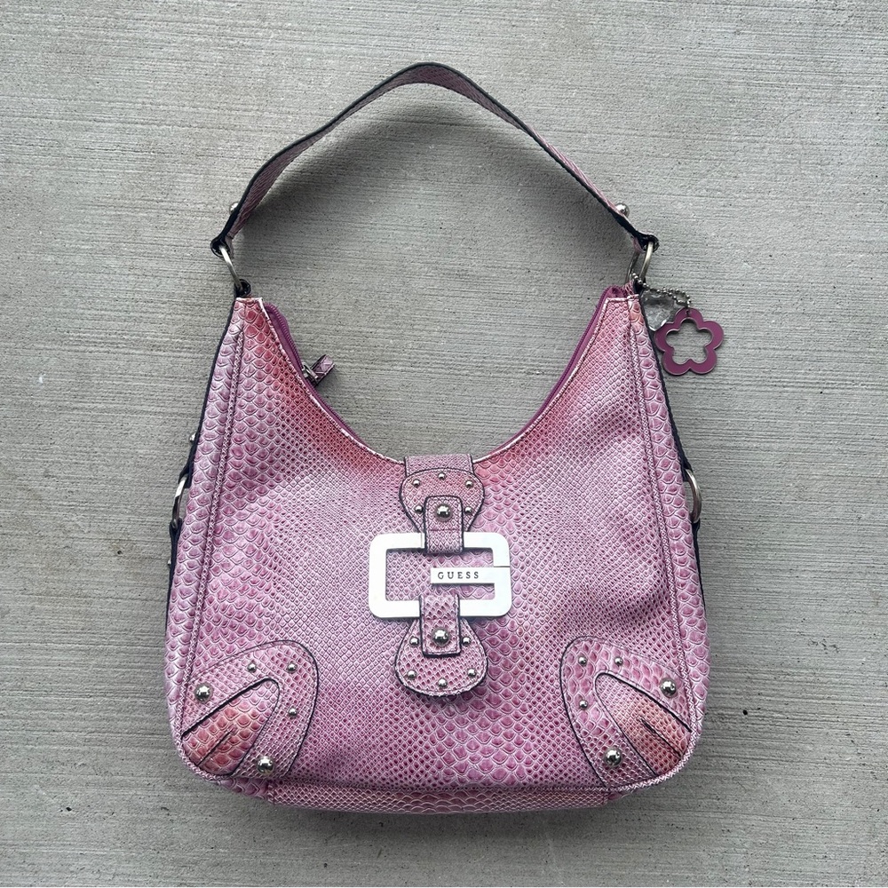Vintage Guess Faux Textured Leather Shoulder Bag